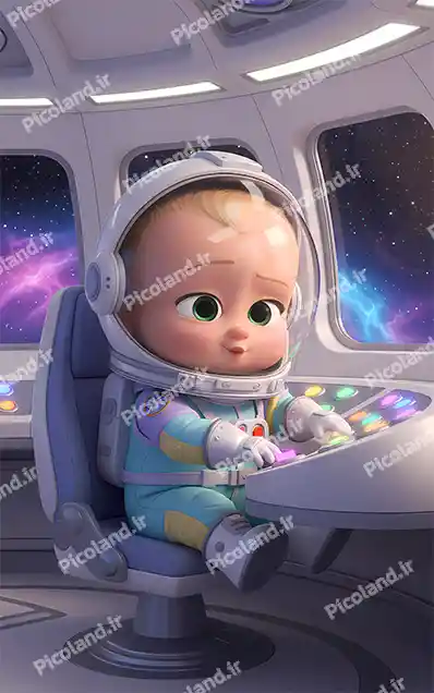 عکس با کیفیت 5K کارتون بچه رییس فضانورد کد0370