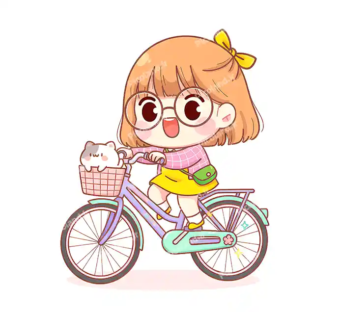 عکس با کیفیت 4K دختر کیوت دوچرخه سوار کد0380