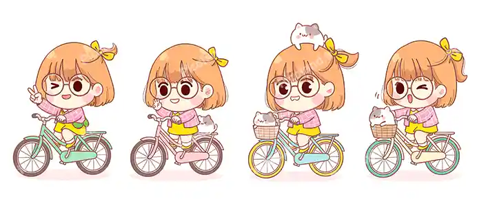 عکس با کیفیت 4K دختر کیوت دوچرخه سوار کد0382