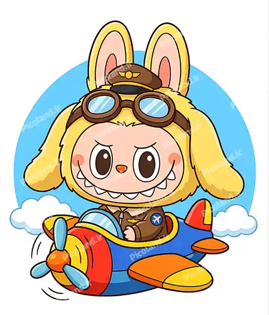 عکس با کیفیت 5K لبوبو کیوت سوار هواپیما کد0387