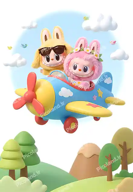 عکس با کیفیت 5K لبوبو کیوت سوار هواپیما کد0388