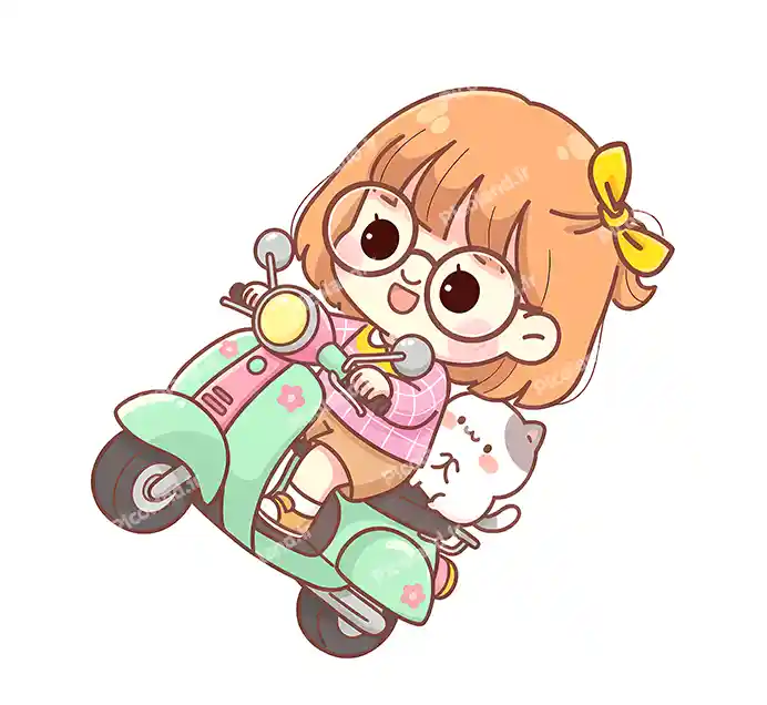 عکس با کیفیت 4K دختر کیوت تک چرخ زدن با موتور کد0390