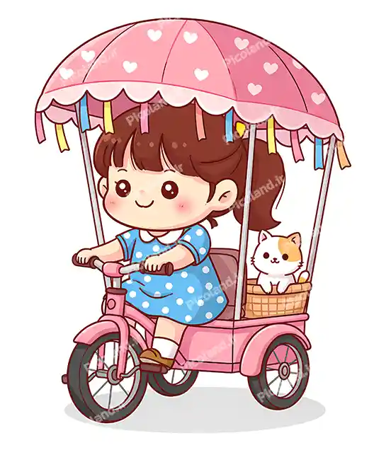 عکس با کیفیت 4K دختر کیوت سه چرخه سواری کد0392