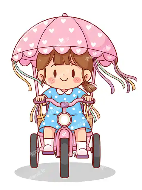 عکس با کیفیت 4K دختر کیوت سه چرخه سواری کد0393