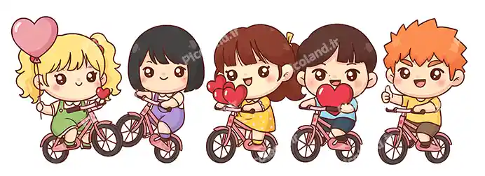 عکس با کیفیت 4K دختر و پسر کیوت سوار دوچرخه کد0396