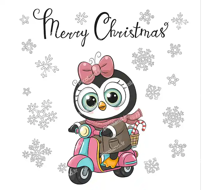 عکس با کیفیت 5K پنگوئن کیوت موتور سوار کد0399