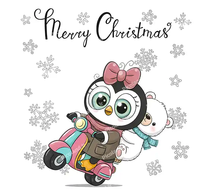 عکس با کیفیت 5K پنگوئن کیوت موتور سوار کد0402