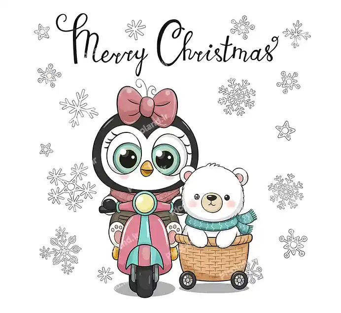 عکس با کیفیت 5K پنگوئن کیوت موتور سوار کد0403