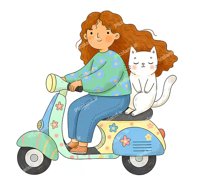 عکس با کیفیت 4K نقاشی مینیمال دختر سوار موتور کد0418