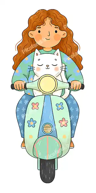 عکس با کیفیت HD نقاشی مینیمال دختر سوار موتور کد0419