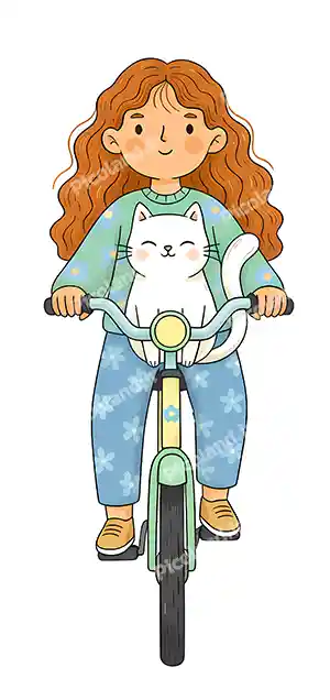 عکس با کیفیت HD نقاشی مینیمال دختر سوار دوچرخه کد0421