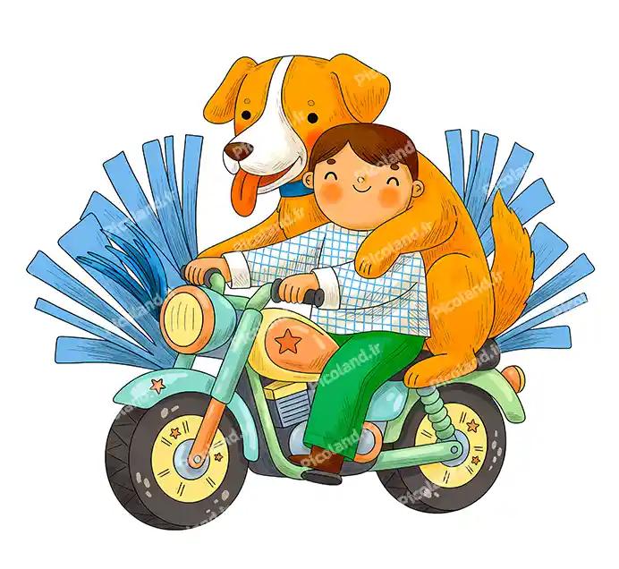 عکس با کیفیت 4K طرح نقاشی مینیمال پسر موتور سوار کد0422