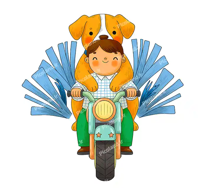 عکس با کیفیت 4K طرح نقاشی مینیمال پسر موتور سوار کد0423