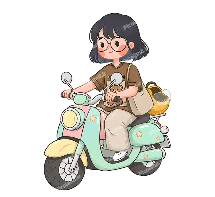 عکس با کیفیت 4K دختر کیوت سوار موتور کد0437