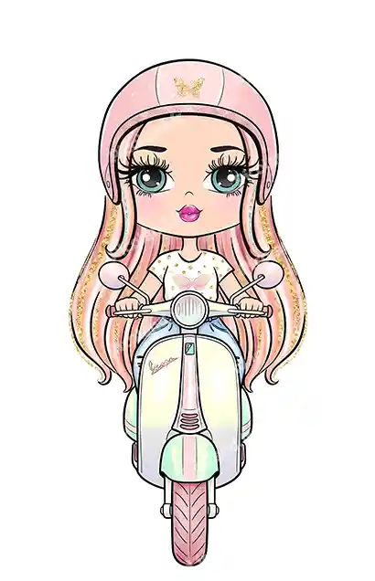 عکس با کیفیت 5K دختر کیوت سوار موتور کد0473