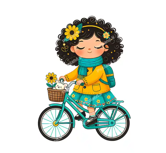 عکس با کیفیت 5K دختر کیوت سوار دوچرخه کد0479