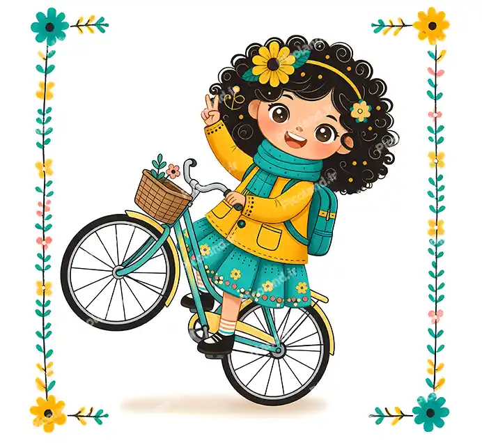 عکس با کیفیت 5K دختر کیوت سوار دوچرخه کد0480